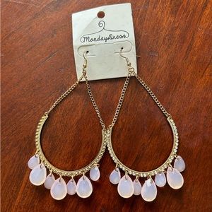 Pink and Gold Chandelier Earrings